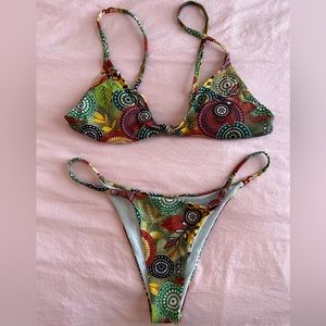 Shein leaf and geo print triangle bikini